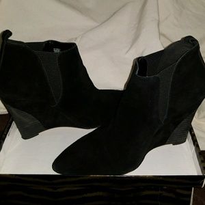 Vince Camuto Black Faux Suede Wedge Ankle Boots